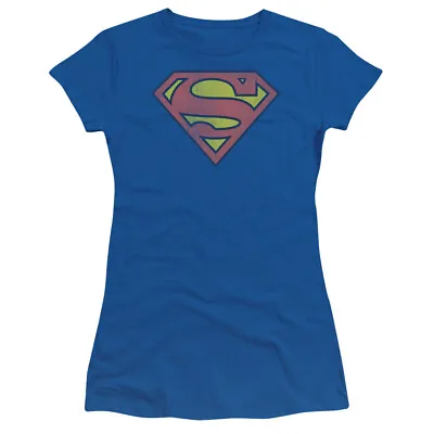 Buy Superman  Retro Logo Distressed  Girl's Junior Babydoll Tee • 27.56£