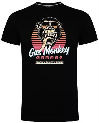 Buy Gas Monkey Garage Retro Shades Mens Gents Black T Shirts • 17.99£
