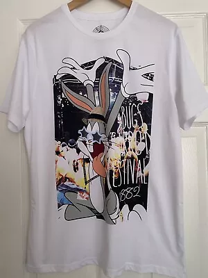 Buy Looney Tunes Mens T-shirt Bugs Carrot Festival 1882 Cotton White Size M VGC • 10£