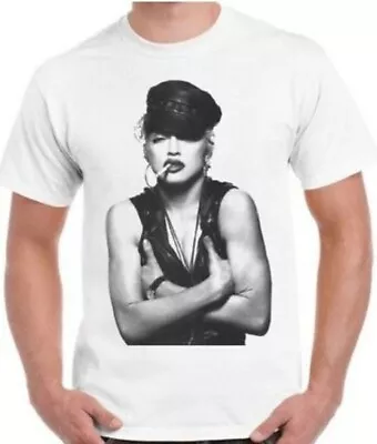 Buy Madonna Smoking T-Shirt 80s Fashion Icon Vogue Cool Idol Vintage Retro Tee • 6.99£
