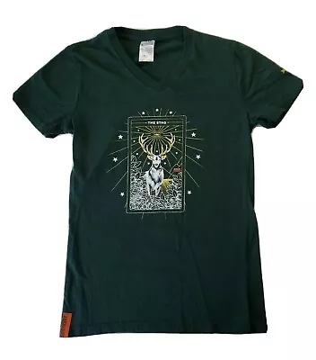 Buy Jagermeister Ladies Green Cotton Blend V-Neck Advertising Graphic T-shirt Top M • 12.54£
