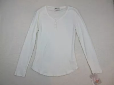 Buy Dickies Henley White Tee Shirt Women's Med Casual Regular Long Sleeve Ribbed NWT • 15.11£