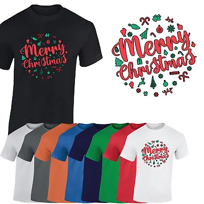 Buy Merry Christmas Mens T-Shirt Xmas Reindeer Candy Elf Santa Novelty Gift Tshirt • 8.99£