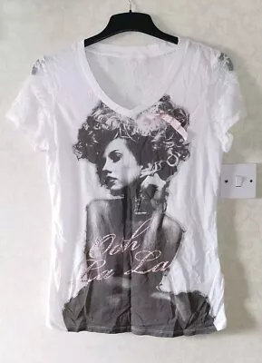 Buy Ladies New Look Lace Backed Ooh La La T-shirt Size 16 • 4.95£