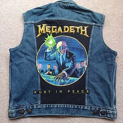 Buy Megadeth Rust In Peace Heavy Metal Denim Battle Jacket Vest Levi Size L • 60.99£