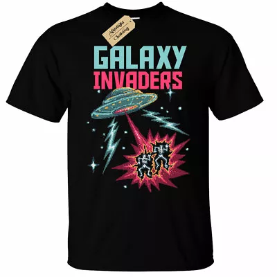 Buy Galaxy Invaders T-Shirt Mens Retro Space 80's 90's Gamer Geek Arcade Pixels Ufo • 12.95£