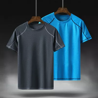 Buy Men Rash Guard Swim Shirt Short Sleeve UV Shirt Athletic Quick Dry TShirt Tee • 6.79£