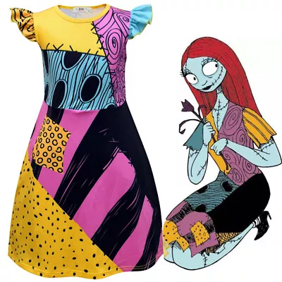 Buy Nightmare The Before Christmas Kids Baby Girls Halloween Sally Costume Dress • 16.46£