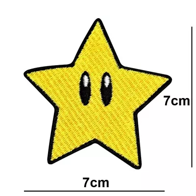 Buy Gold Power Star Embriodered Patch Iron Or Sew On Super Mario Applique Badge Logo • 2.99£