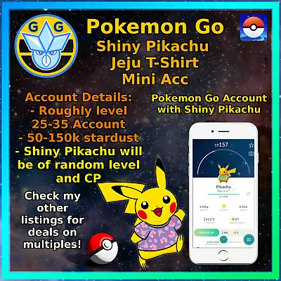 Buy Pokémon GO Shiny T-Shirt Pikachu Jeju Event - Tshirt - Pokemon Mini PTC! • 3.99£