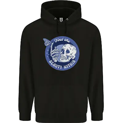 Buy Skull & Butterfly Find The Beauty Within Mens 80% Cotton Hoodie • 24.99£