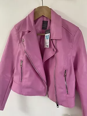 Buy  Pink Primark Faux Leather Jacket Size 10 BNWT  • 8.99£