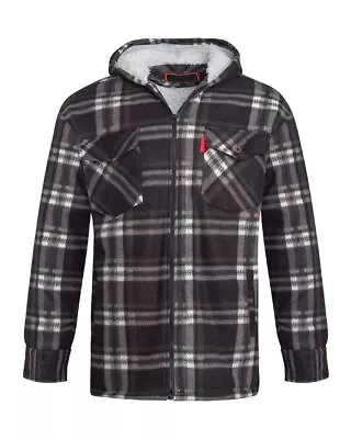 Buy Unisex Fleece Sherpa Fur Lined Lumberjack Hood Check Quilted Thermal Shirt • 19.99£