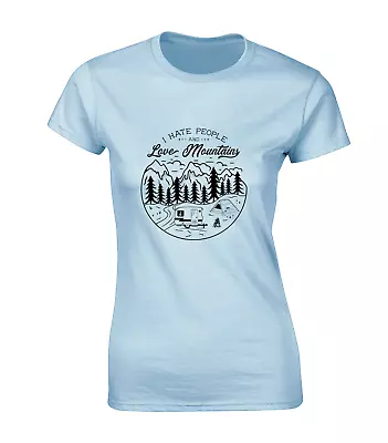 Buy I Hate People And Love Mountains Ladies T Shirt Outdoors Hiking Walking Design  • 7.99£