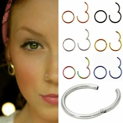 Buy Hinged Piercing Clicker Hoop Septum Earring Ear Ring Tragus Nose Stainless Lip • 1.89£
