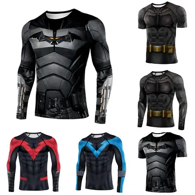 Buy 2023 The Batman 3D T-Shirts Cosplay Superhero Sports Fitness Quick Dry Top Tee • 14.28£