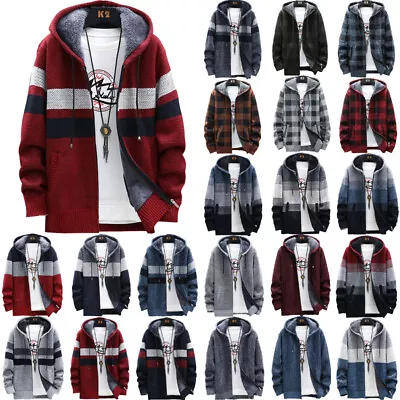 Buy Men Thick Warm Fleece Lined Hooded Hoodie Winter Zip Up Coat Jacket Sweatshirt.﹢ • 27.02£