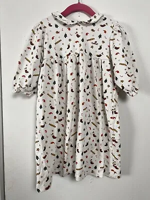 Buy Marie Chantal Designer Girls Christmas Print Nightgown Pajamas Organic Cotton 6y • 17.33£