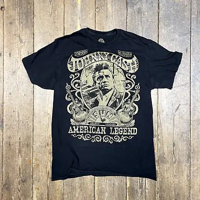 Buy Vintage Johnny Cash T-Shirt Graphic Print Short Sleeve Tee, Black, Mens Large • 15£
