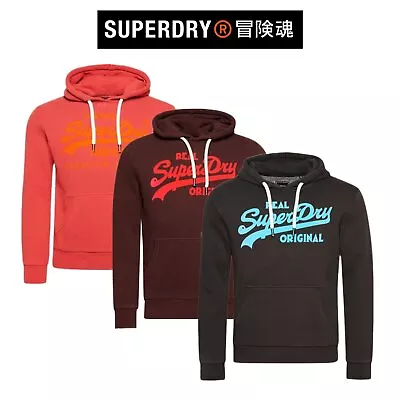 Buy Superdry Mens Vintage Logo Neon Ribbed Trims Relaxed Fit Hood SM32SF3U • 59.39£