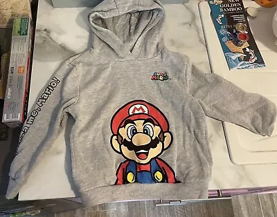 Buy SUPER MARIO Hoodie/Fleece Age 4-5 110cm 2019 Nintendo Grey With Mario Print • 5.95£