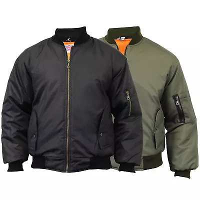 Buy Mens Bomber Jacket Ma1 Army Pilot Biker Military Security Padded Harrington Coat • 24.99£