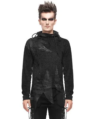Buy Devil Fashion Mens Gothic Punk Grunge Asymmetric Knit Sweater Top Jumper Black • 32.99£