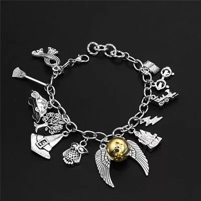 Buy Harry Potter Silver Golden Snitch Wizard Charm Bracelet Jewelry Birthday Gift/ • 9.89£