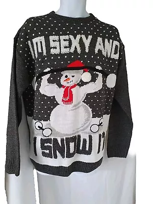 Buy BNWT Snowman Christmas Jumper  I'm Sexy And I Snow It  Size Large Grey 46  New • 12.50£