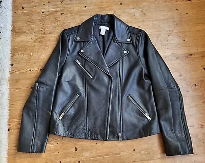 Buy H&M Genuine Leather Biker Jacket In Black Size Eur 34 Usa 2 Uk 6 8 • 39.99£