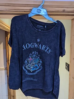 Buy Harry Potter Hogwarts Light Purple- Black Acid Wash Ladies T-shirt Size Medium • 6.95£
