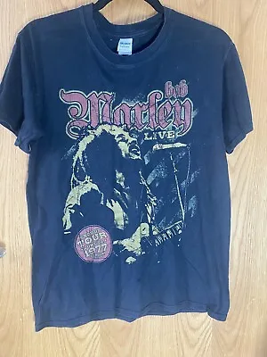 Buy Vintage Zion Bob  Marley Live Exodus Tour Black Band Music Musician Shirt 1977 • 15£
