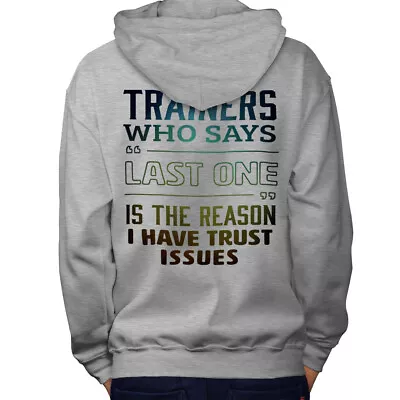 Buy Wellcoda Trust Issues Gym Mens Hoodie, Trainer Design On The Jumpers Back • 25.99£