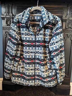 Buy Vintage Patterned Blue Fleece Jacket • 14.99£