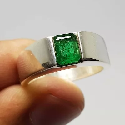 Buy Natural Emerald Gemstone Jewelry 925 Sterling Men's Party Wear Handmade Ring • 39.16£