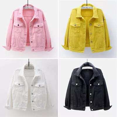 Buy New Coat Ladies Jean Denim Womens Button Up Jacket Plain Top Size 6-20 • 23.88£