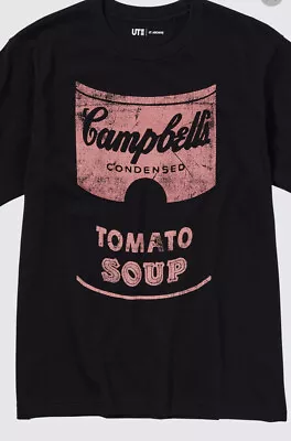 Buy UNIQLO UT ANDY WARHOL CAMPBELLS TOMATO SOUP Black T-Shirt *NEW* Size Large • 12.99£