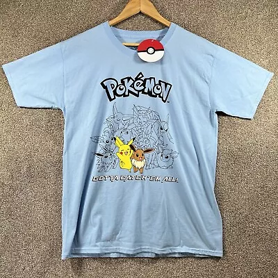Buy Official Pokemon Pikachu Front, Blue T-Shirt, Cotton Medium Shirt • 11.99£