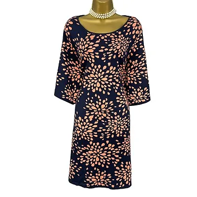 Buy MONSOON Jumper Dress Size 18 Navy Blue Mix Stretch Knitted Kimono Sleeve Sweater • 29.99£