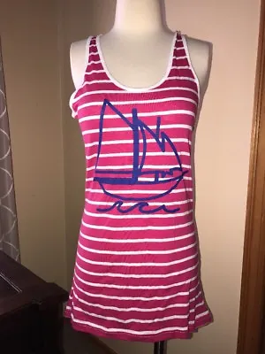 Buy NWT $49 Macbeth Collection Long Pink/White Sailboat Striped Tank Top - M • 18.94£