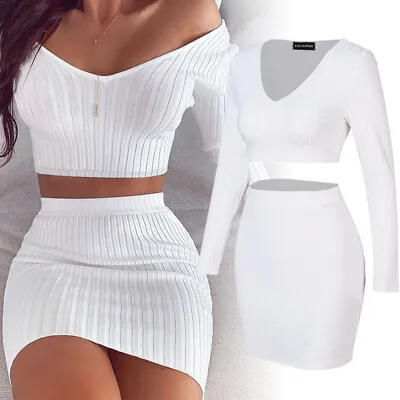 Buy Casual Sexy Women Ladies Slim Mini Dress Skirt Bodycon Knit Sweater Party Club • 18.99£