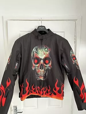 Buy Motorcycle Jacket Skull Flames Waterproof Removable Armour • 35£