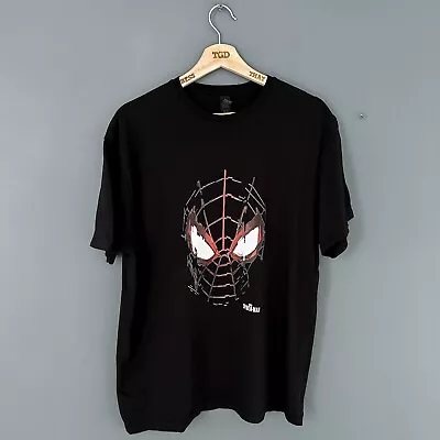 Buy Mens Black Marvel Spiderman Print 100% Cotton T-Shirt Top Size Large • 1.99£