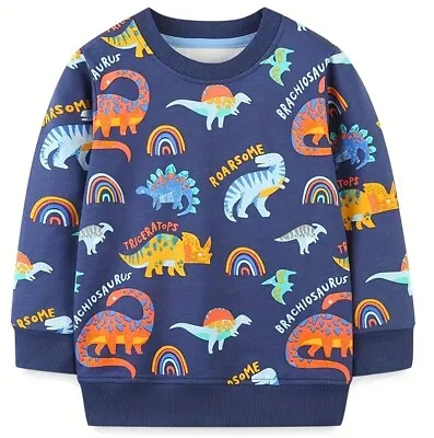 Buy Boys Kids Children DINOSAURS Jurassic World Long Sleeve Pullover Jumper Top 1-5 • 8.99£