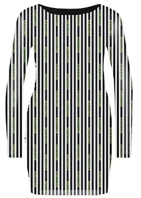 Buy Beetlejuice - Stripes Womens Black/White Mesh Bodycon Dress Large -  - K777z • 29.09£