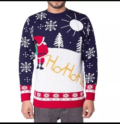 Buy NOROZE Ho Ho Ho Santa Knitted Christmas Jumper UK Size Xl - Blue & White GMS58 N • 10£