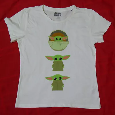 Buy Baby Yoda (Din Grogu) White T-Shirt Size L Official Star Wars The Mandalorian • 8£