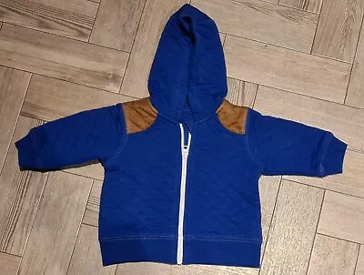 Buy Quilted Royal Blue Hoodie / Hoody With Shoulder Patches -  Baby Boy 0-3m - VGUC • 4.79£