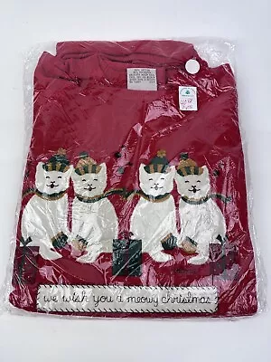 Buy Vintage Valorie Sockwell Christmas Cat Red Sweatshirt ~ Meowy Size XL • 23.67£