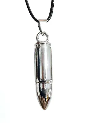 Buy Bullet Necklace Pendant Silver Tone Army Military Gangster Cord Lace Jewellery • 4.65£